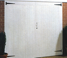 Picture of a pair of Jeldwen softwood timber side hung garage doors